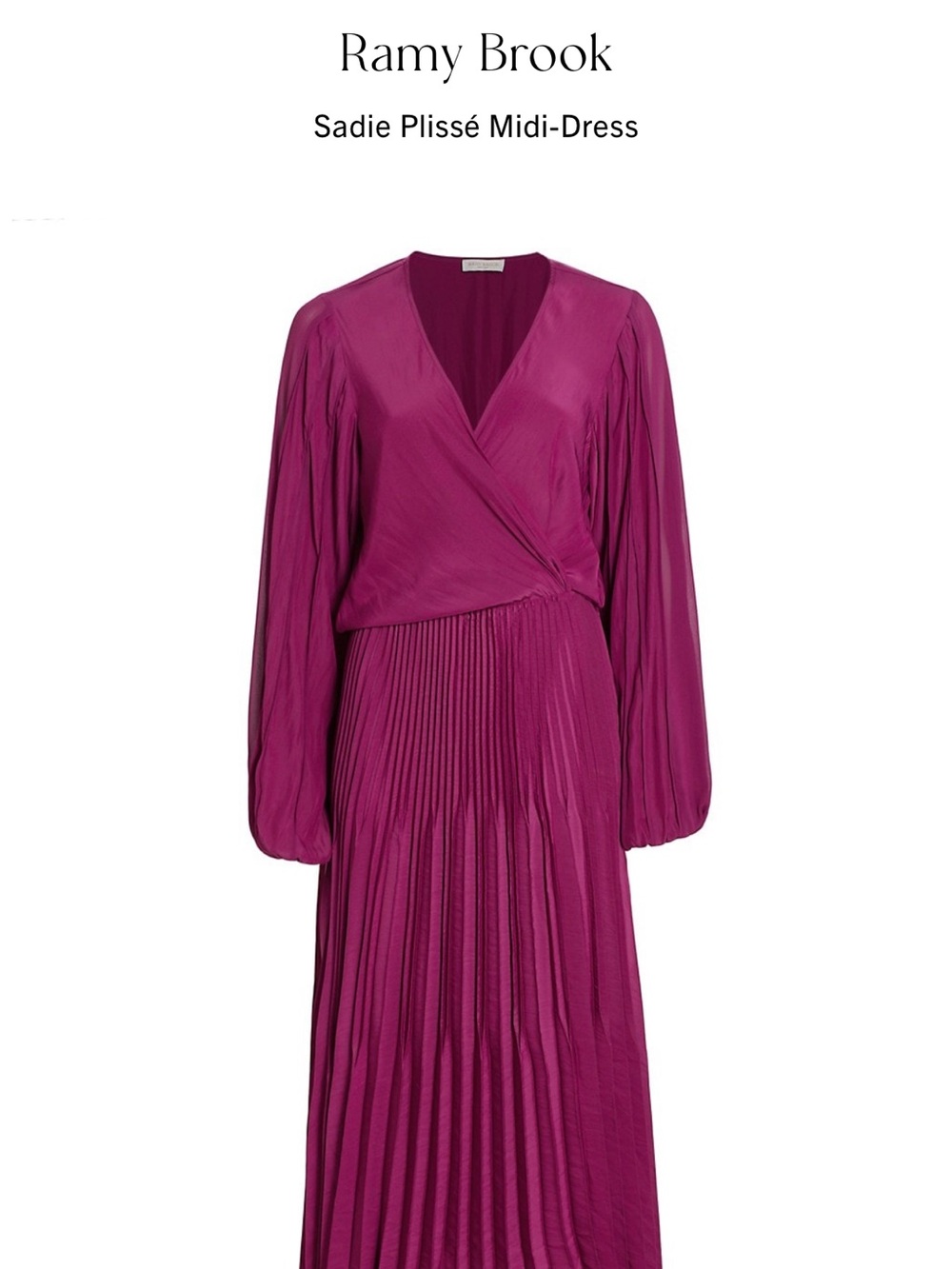 Ramy Brook Sadie Plissé Midi Dress in Fuchsia Pink